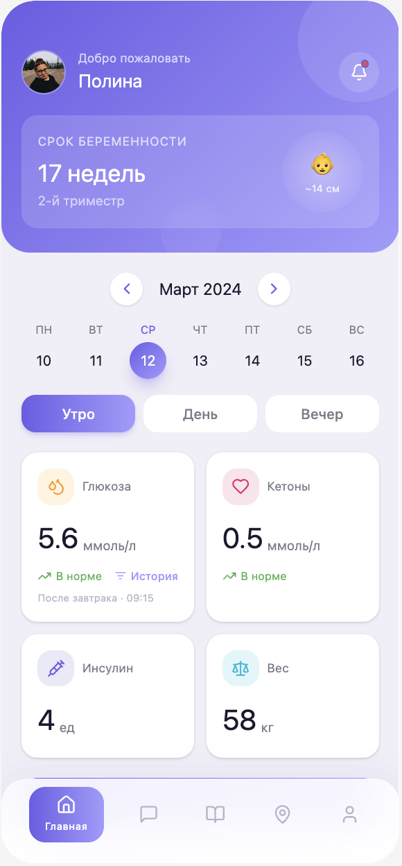 Главный экран приложения Diabelly